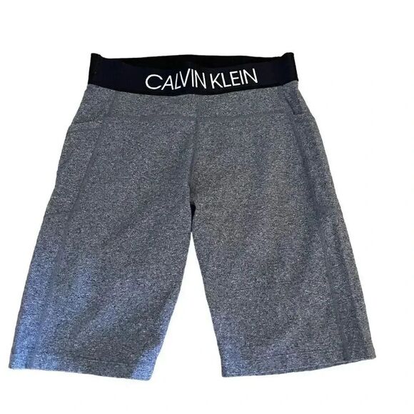 2 for $30 Calvin Klein Stretch Women’s Gray Black Training Shorts SZ M #1256 - Picture 1 of 9